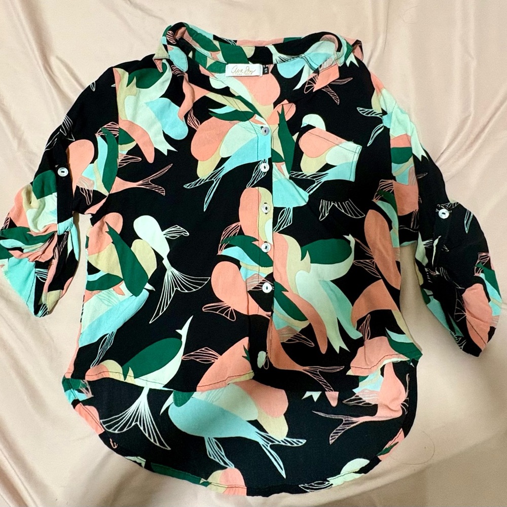 Ava Sky Koi fish pattern blouse